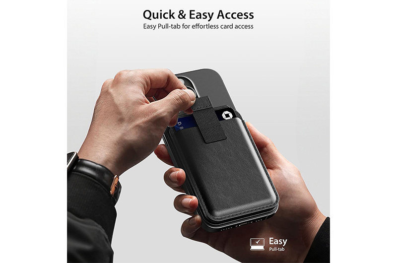 5-Card Magnetic Leather Phone Card Holder with RFID Blocking and Folding Kickstand (Support OEM/ODM)